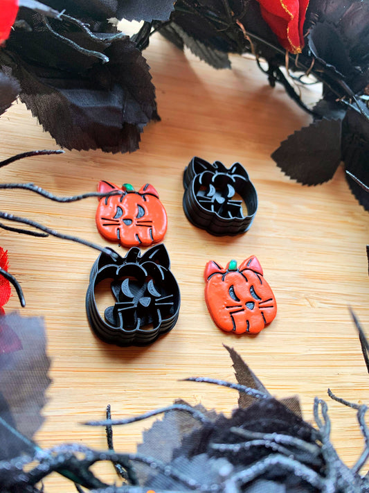 Cat O’ Lantern - Sharp Embossed Earring Clay Cutter