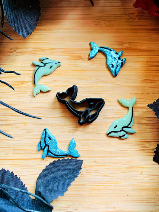 Cute Little Blue Whale -  Sharp Embossed Earring Clay Cutter