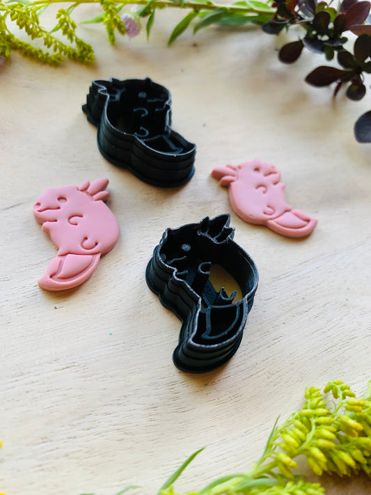 Side Chibi Axolotl Stud - Embossed Sharp Clay Cutter
