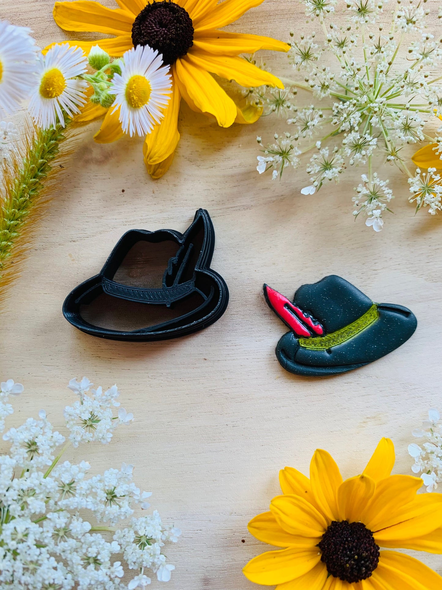 Oktoberfest Fedora Hat with Feather in Band - Embossed Sharp Clay Cutter