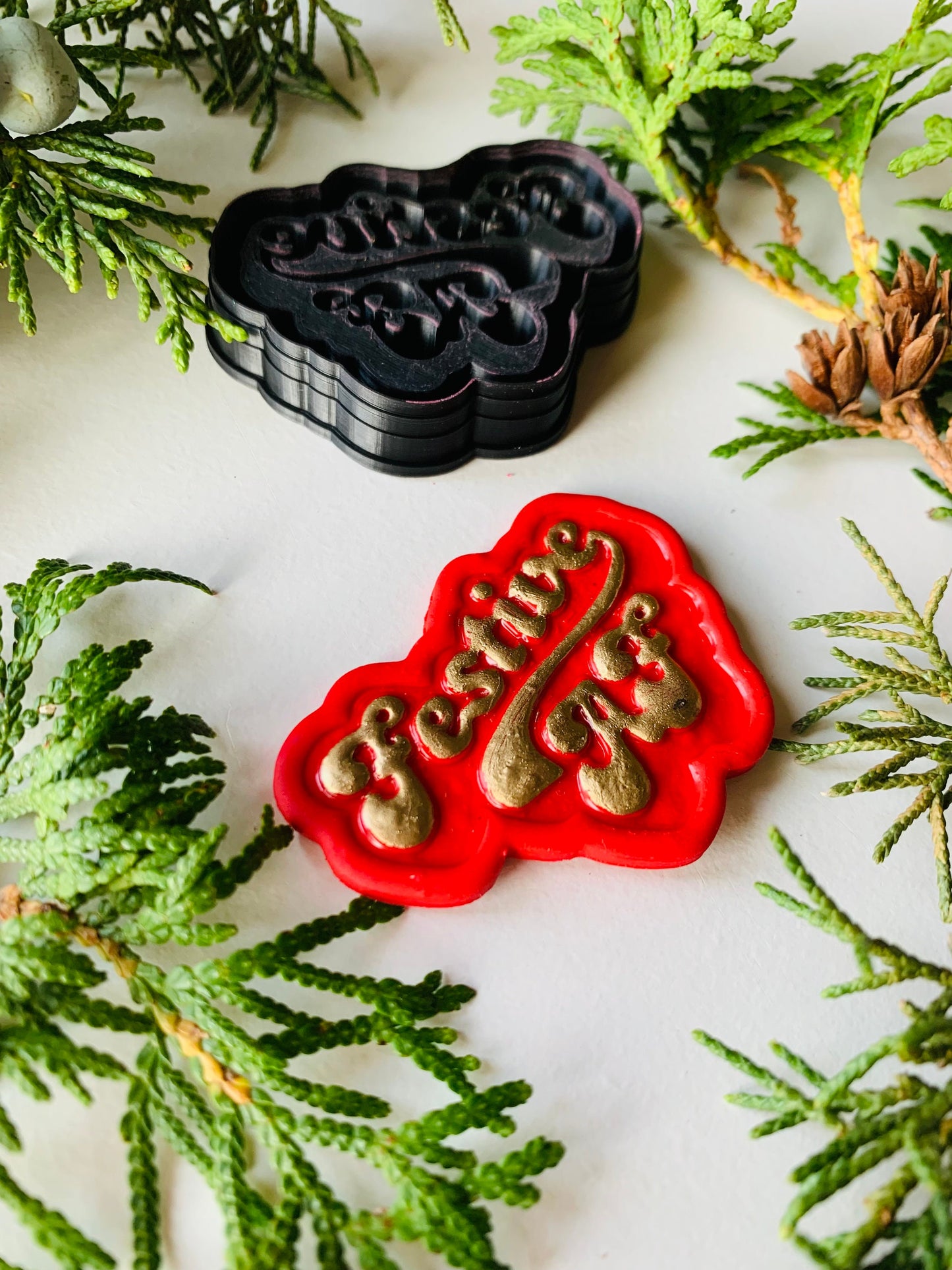 Festive AF Stylized Text Embossed Sharp Clay Cutter