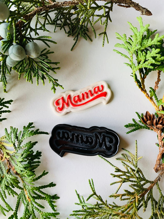 Mama Stylized Text Embossed Sharp Clay Cutter