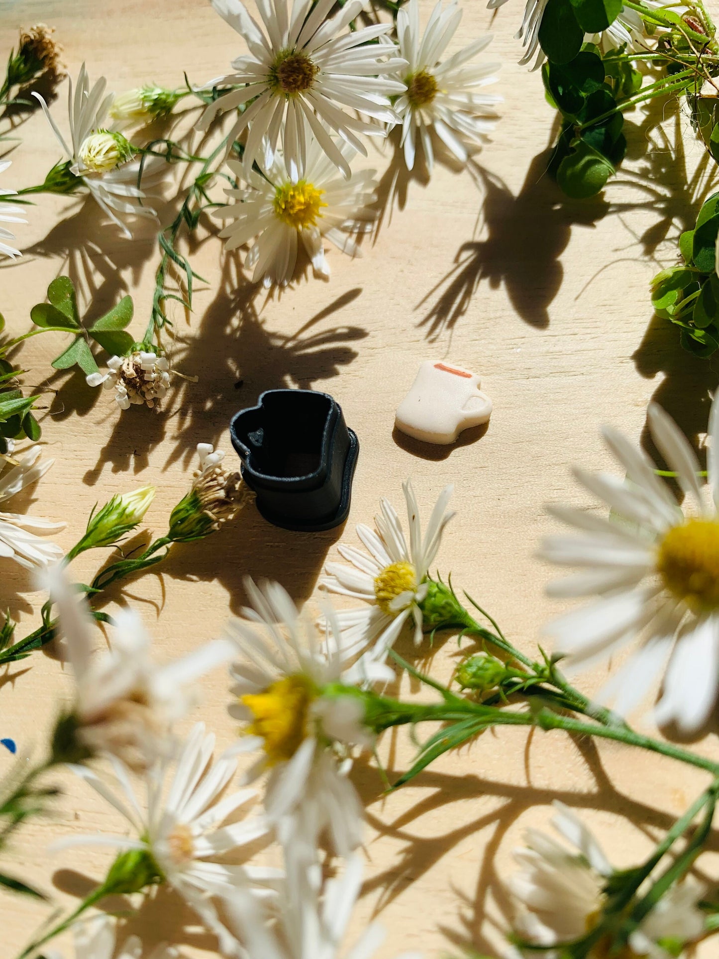 Micro Sized Drinking Mug Stylized Embossed Sharp Clay Cutter