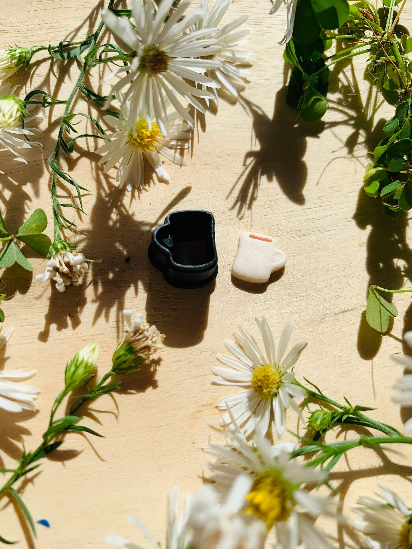 Micro Sized Drinking Mug Stylized Embossed Sharp Clay Cutter