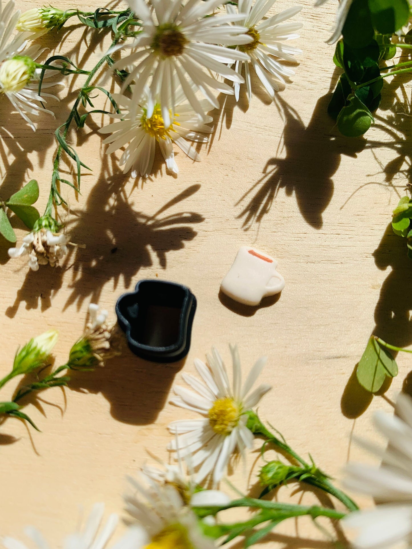 Micro Sized Drinking Mug Stylized Embossed Sharp Clay Cutter