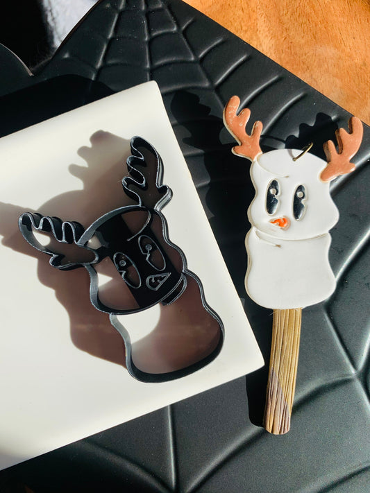 Large Marshmallow Snowman with Antlers Sharp Clay Cutter