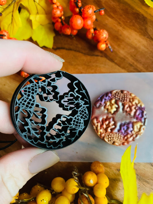 Circle of Acorns and Oak Leaves Embossed Sharp Cutter for Clay and More