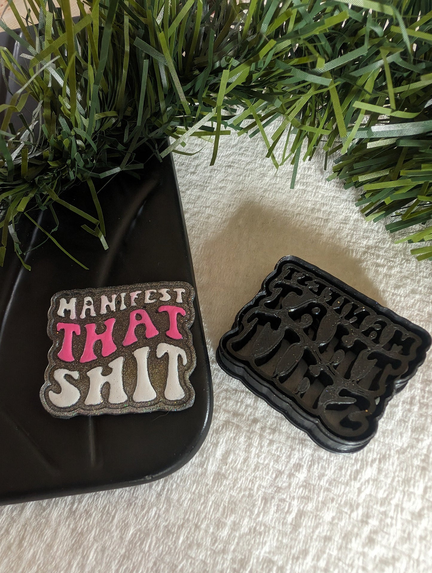 Manifest That Shit Text Quote Embossed Sharp Clay Cutter
