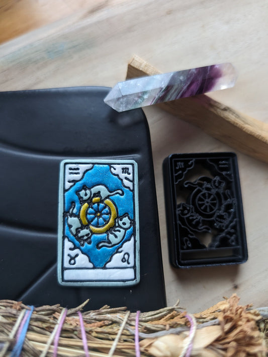 Wheel of Fortune Cat Themed Tarot Card Sharp Clay Cutter