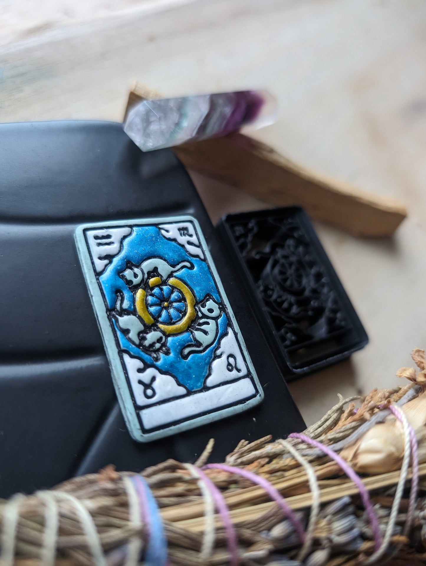 Wheel of Fortune Cat Themed Tarot Card Sharp Clay Cutter