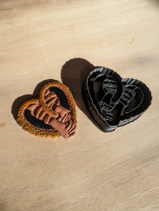 Rope Heart and Bound Hands Earring Embossed Sharp Clay Cutter