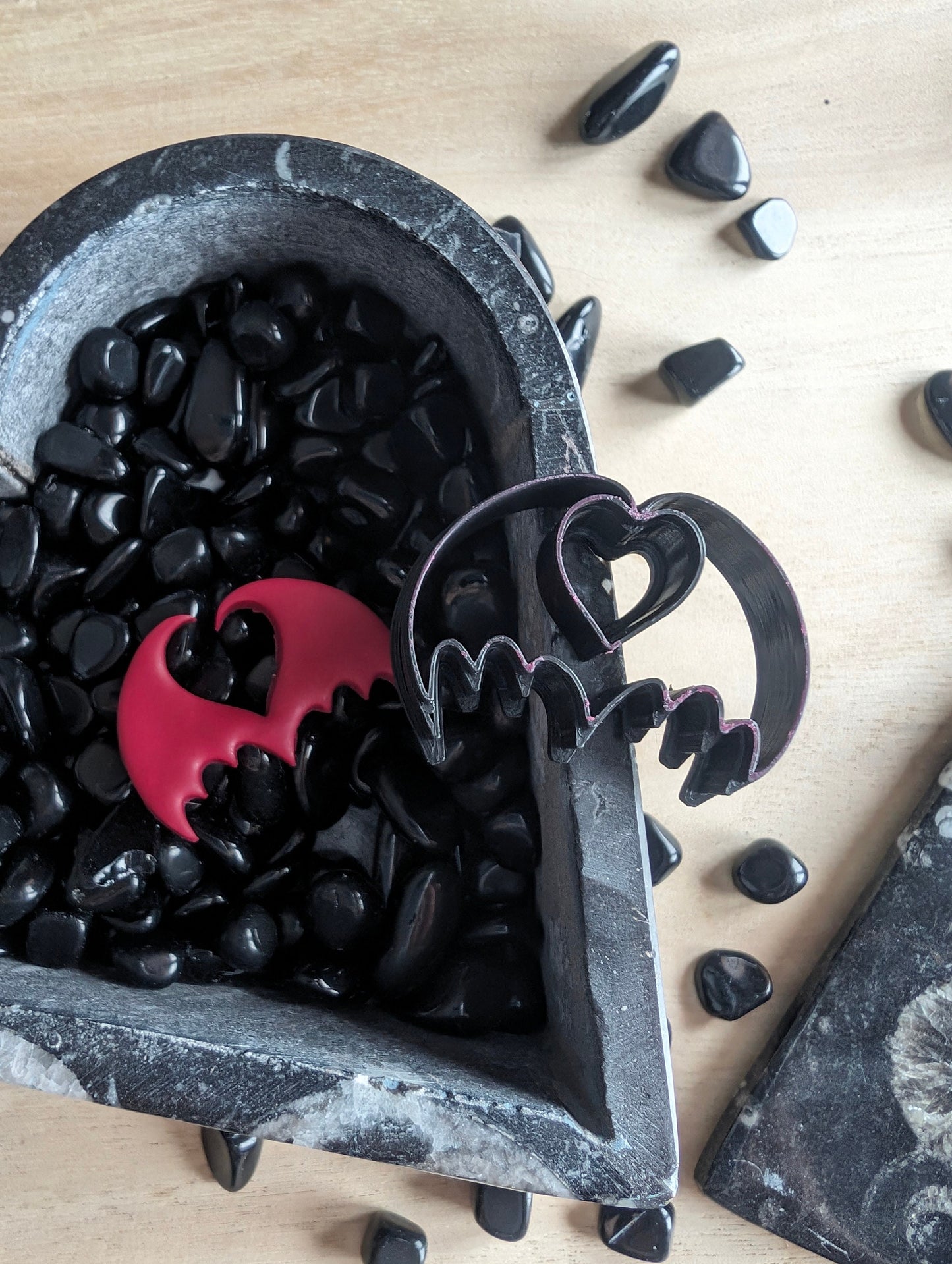 Heart shaped Cutout Space on Bat Demon Wings Sharp Clay Cutter