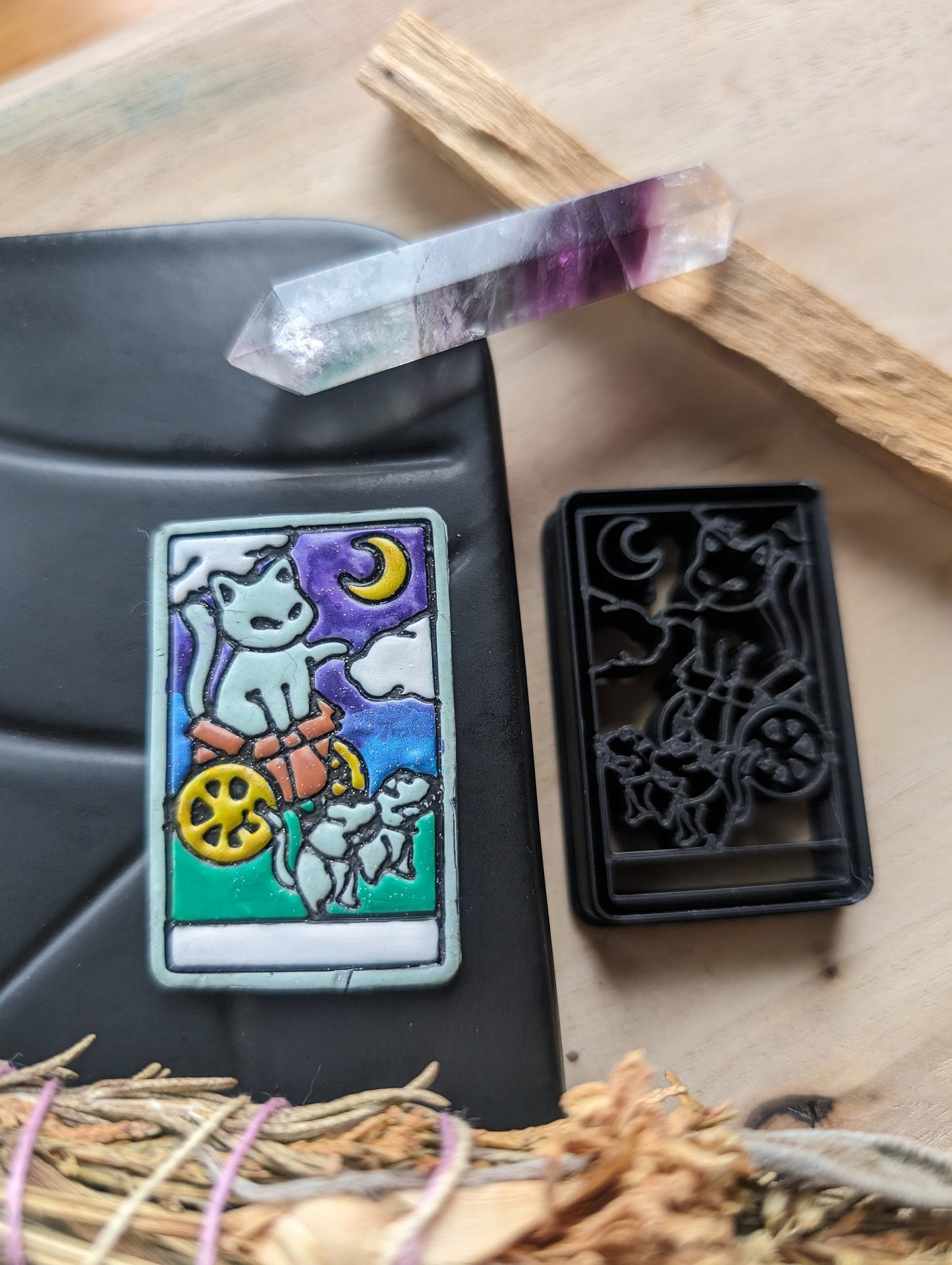 The Chariot Cat Themed Tarot Card Sharp Clay Cutter