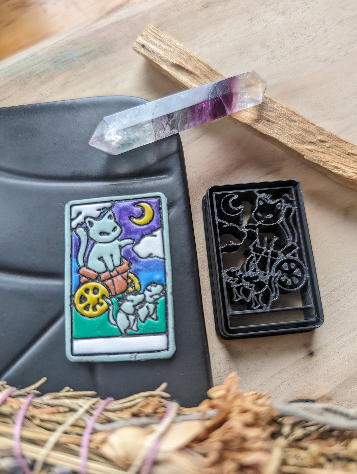 The Chariot Cat Themed Tarot Card Sharp Clay Cutter