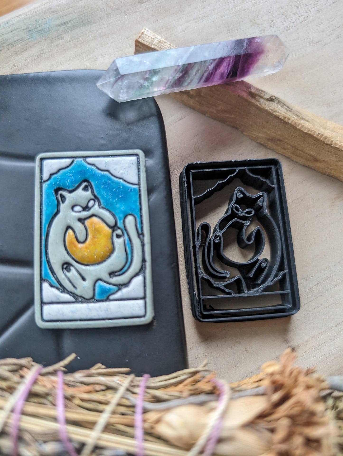 The Sun Cat Themed Tarot Card Sharp Clay Cutter