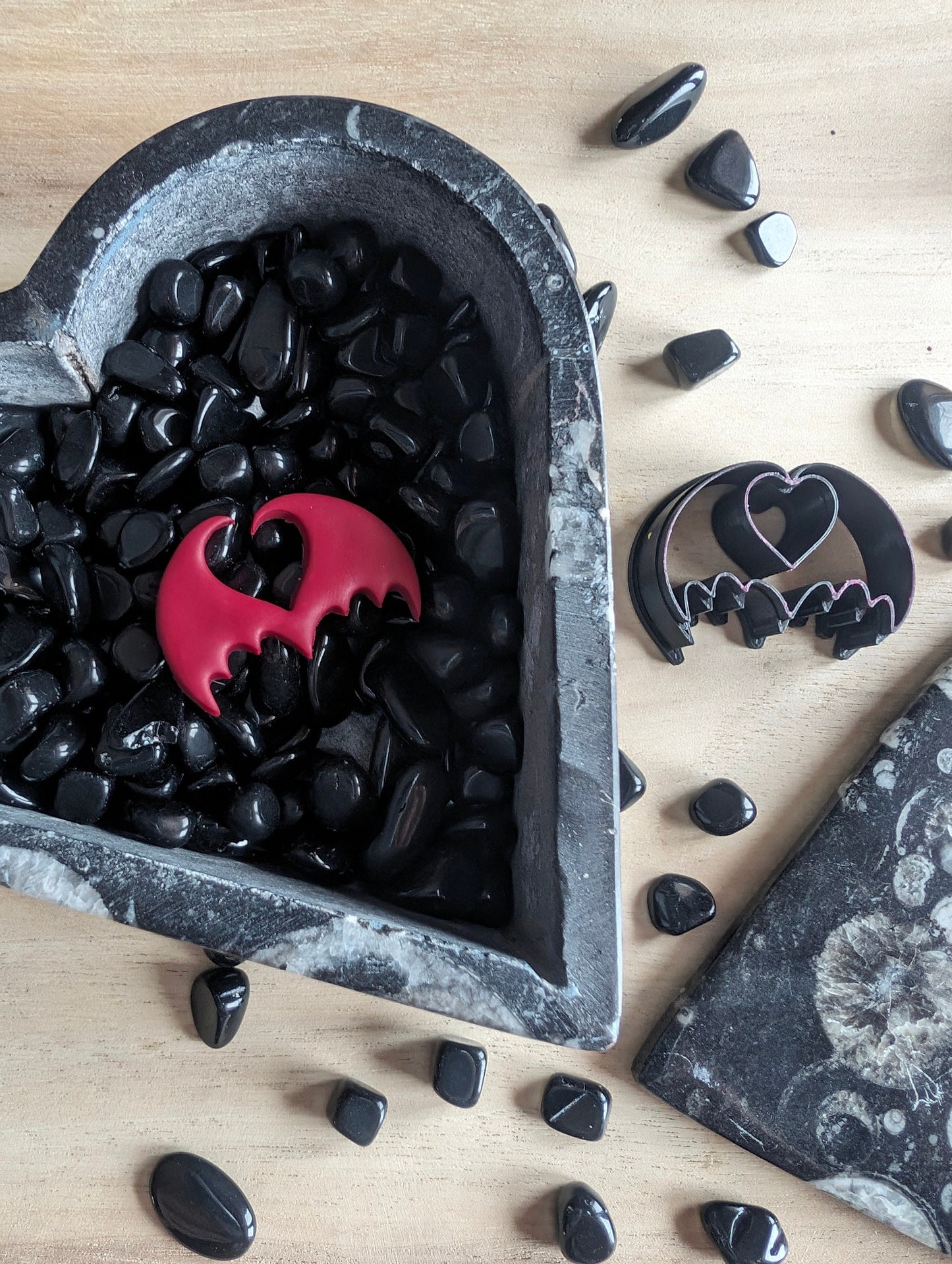 Heart shaped Cutout Space on Bat Demon Wings Sharp Clay Cutter