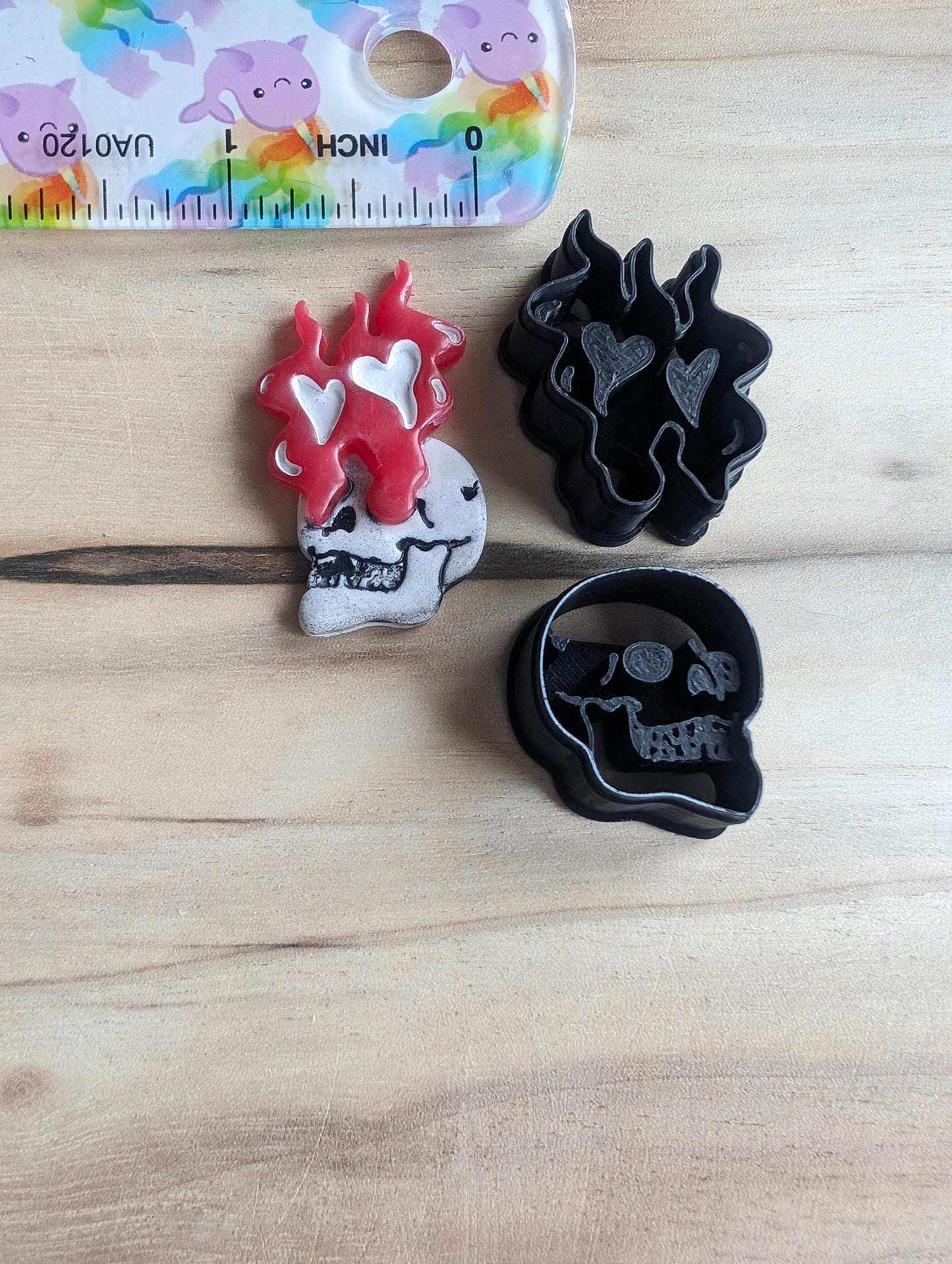 Skull with Smoking Hot Heart Eyes Sharp Cutters for Clay Pair of 2