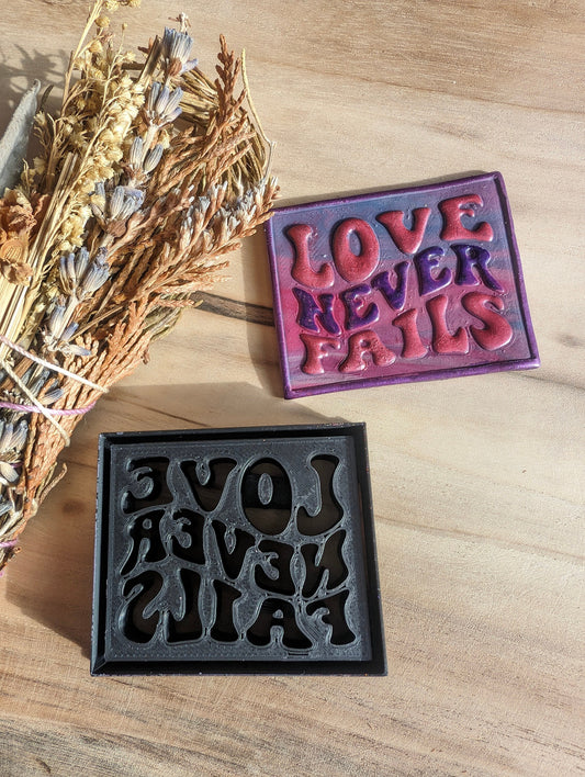 Love Never Fails Text Quote Embossed Sharp Clay Cutter