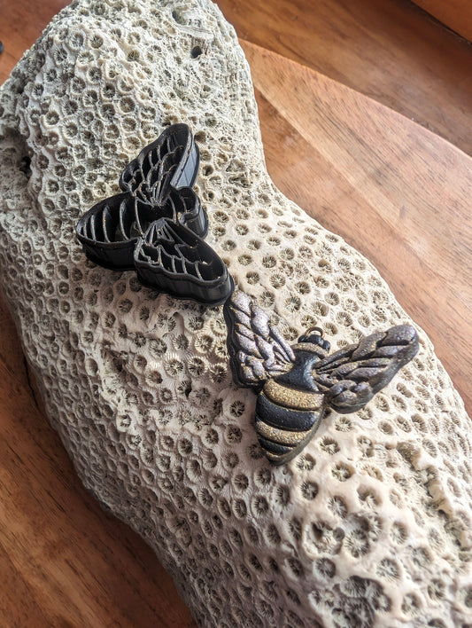 Striped Bee with Spread Wings Earring Clay Cutter