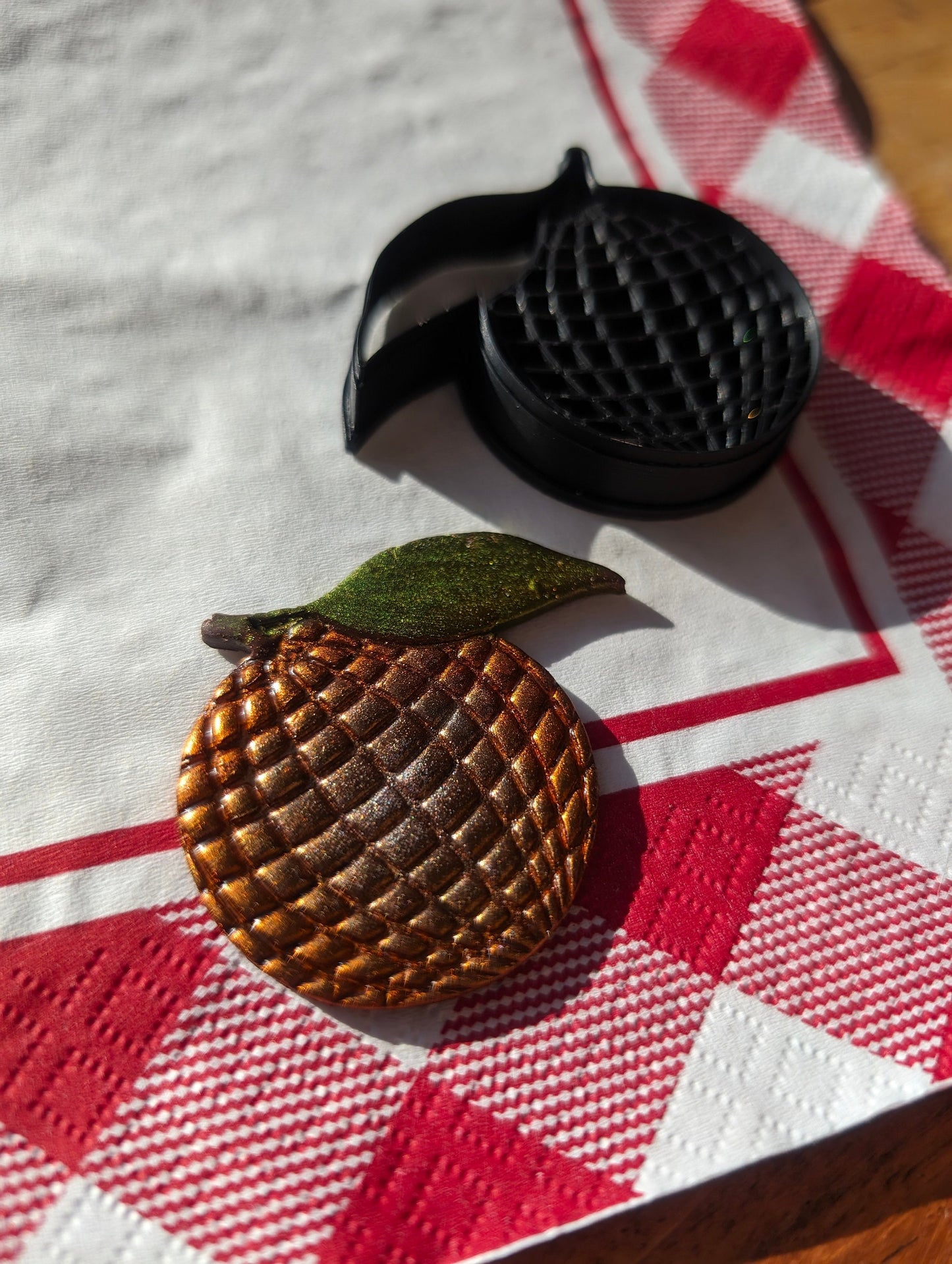 Orange Fruit with Leaf Disco Ball Berry Sharp Clay Cutter