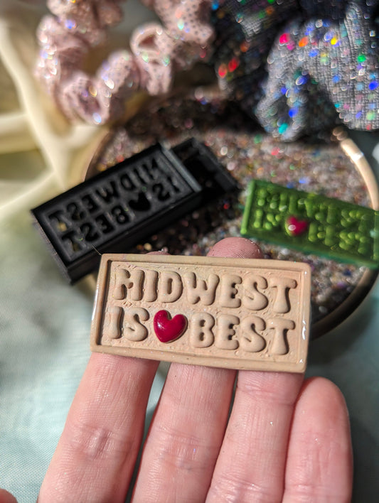 Midwest is Best Stylized Text Quote Embossed Sharp Clay Cutter